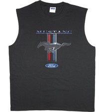 Mens Sleeveless T-shirt Ford Mustang Pony Tri Bar Design Muscle Tee Tank Top