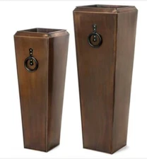 H Potter GAR271 Tall Outdoor Indoor Antique Copper Planters Set of 2 Patio Deck
