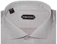  640 NEW TOM FORD DRESS SHIRT 17.75 EU 45 HANDMADE SOFT BROWN TAUPE