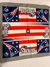 Vintage NFL Branded Patriots New England Blue Bandana Made in USA 100% Cotton