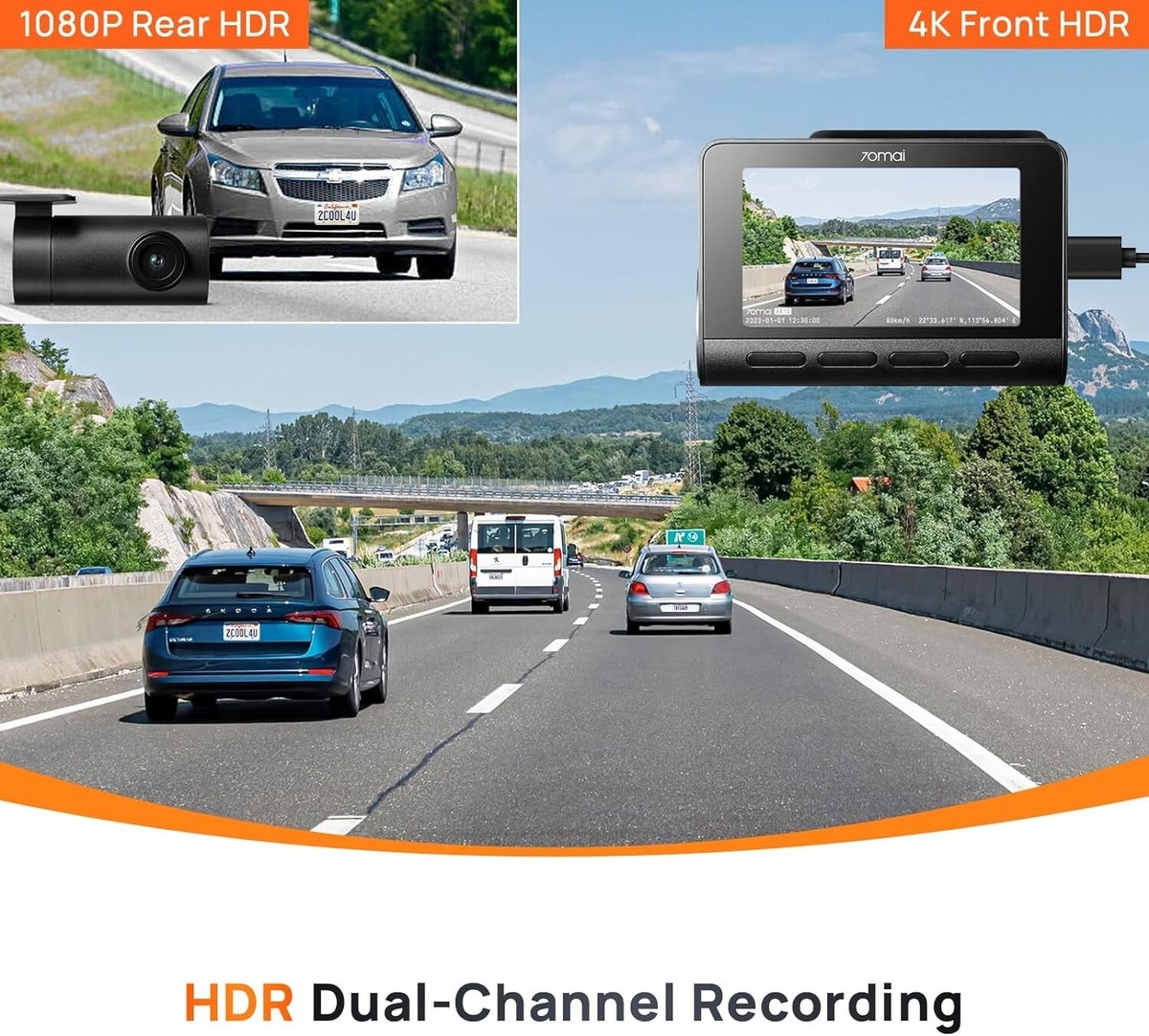 NEW 70mai A810S 4k UHD HDR Dash Cam SET + Rear Cam + 24hrs Monitor