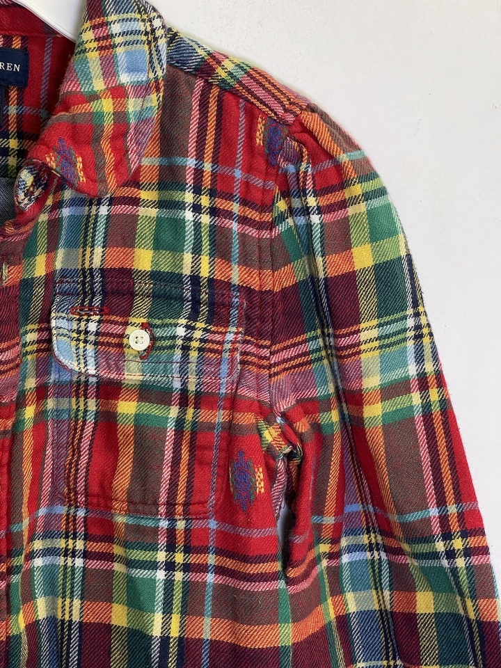 Ralph Lauren маленьких девочек 6 X клетку рубашка куртка слоистый Aztec Southwestern красный - Изображение 3 из 4