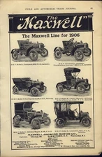1906 PAPER AD CAR AUTO Maxwell Automobile Wagon Limousine Neverout Headlight