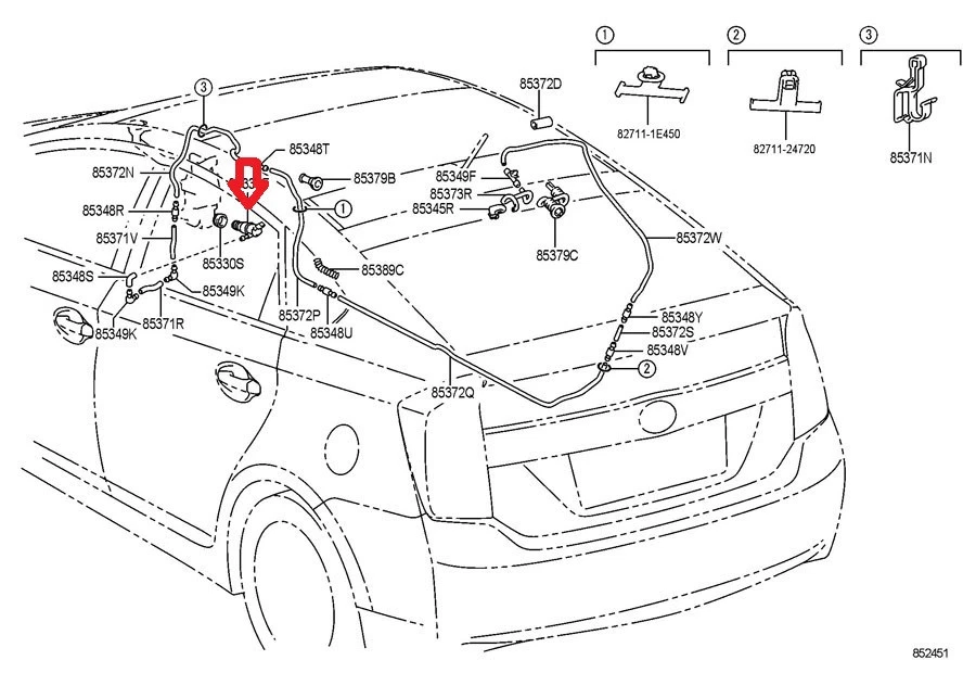 04 - 11 TOYOTA PRIUS LAVADORA DE PÁRA-BRISA TRASEIRA FLUIDO MOTOR BOMBA NOVA EM FOLHA - Imagem 3 de 4