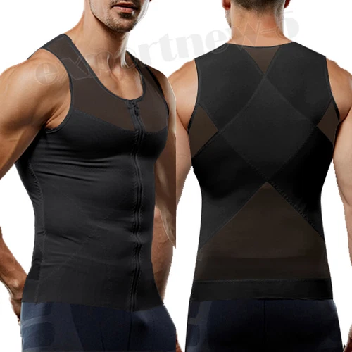 Herren Abnehmen Kompressionsweste Bodybuilding Abnehmen Untershirt Body Shaper Tops - Bild 24 von 32