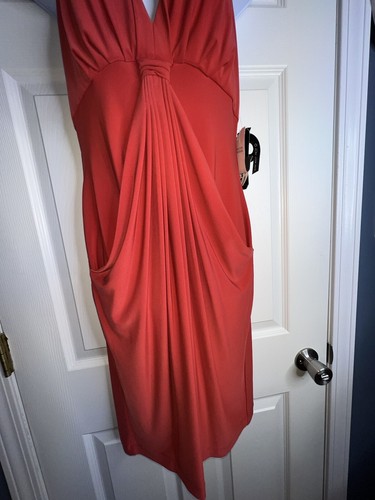 NWT Nine West Women’s 4 Red Jersey Halter Cocktail Dress Small Draped S - Picture 13 of 20
