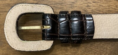 Amiee Lynn Italian Croco Belt Sz L Black Genuine Leather  display picture 1