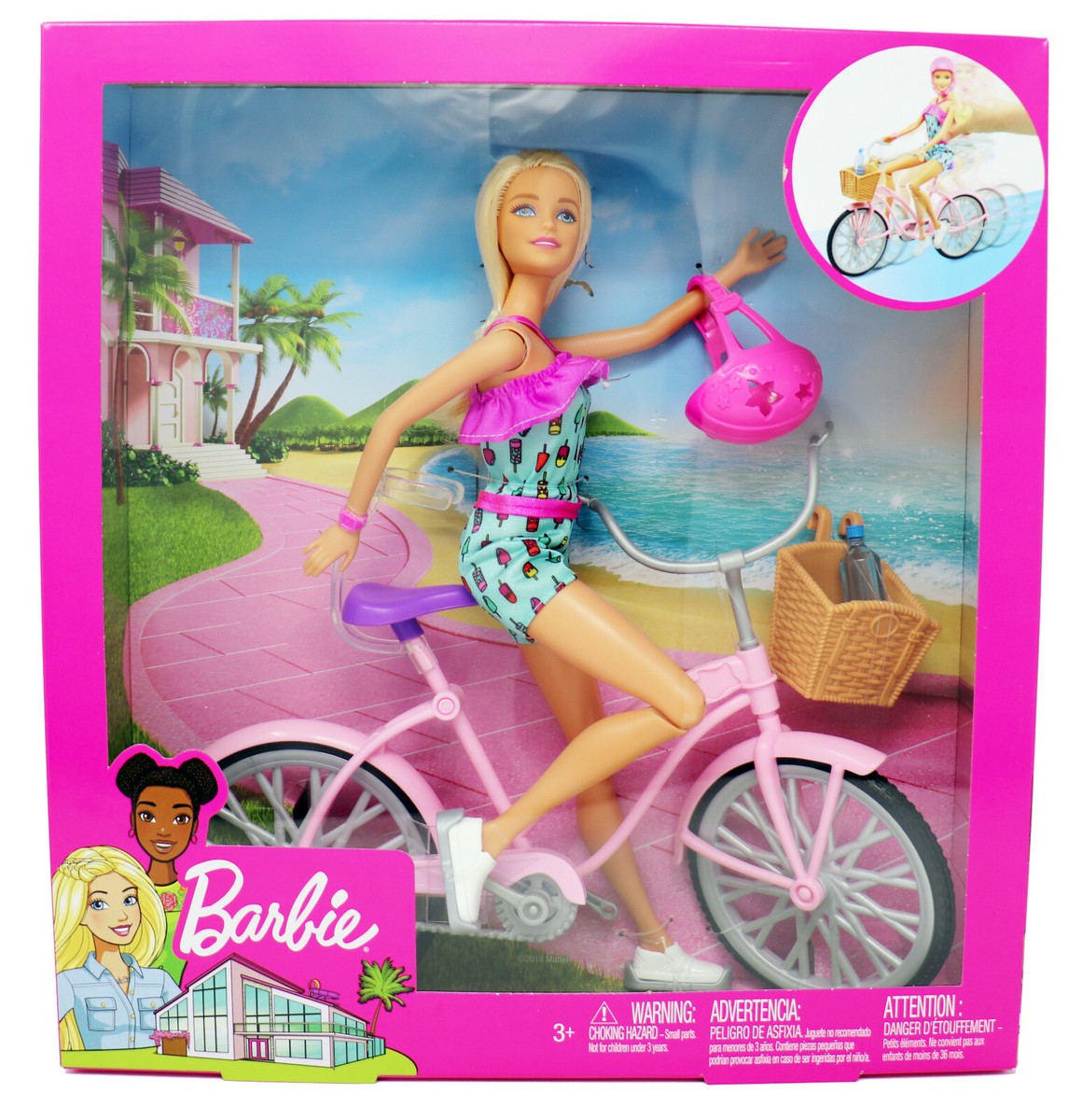 Barbie FTV96 Bike Bicycle and Doll Brand New
