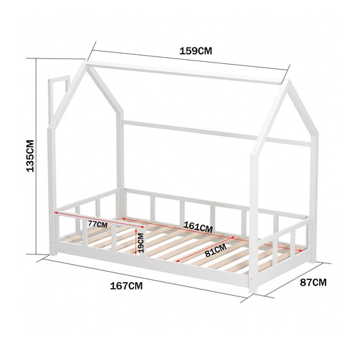 Solid Pine Wood Treehouse Single Bed Frame Kids Bed Child Floor Bedframe Bedroom - Picture 11 of 14