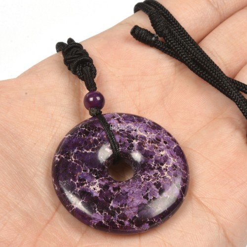 40mm Donut Pendant Adjustable Fabric Cord Rope Reiki Chakra Gemstone Necklace28" - Picture 163 of 312