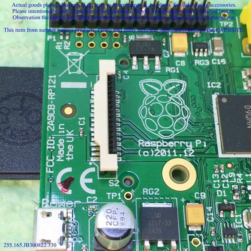 Raspberry Pi Model B 2.0 2011.12 , 2ABCB-RPI21 as photo, sn:3847 ...