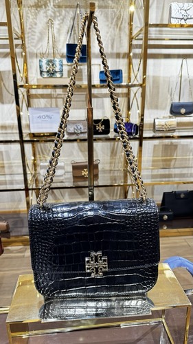 Tory Burch 141019 Britten Embossed Black, Gold Women's Medium Shoulder Bag NWT - Picture 16 of 16
