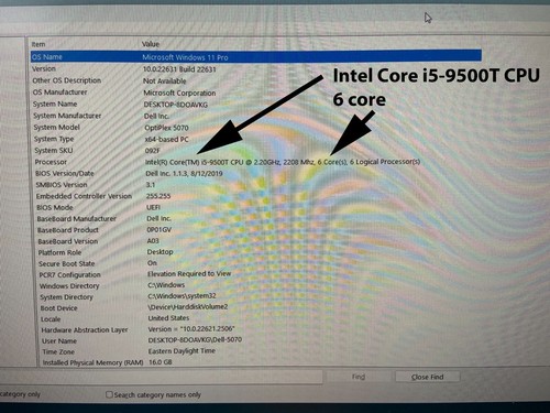 Dell OptiPlex 5070 Micro i5-9500T 256GB NVME SSD 16GB RAM 500GB HD Win 11 +More - Afbeelding 11 van 14