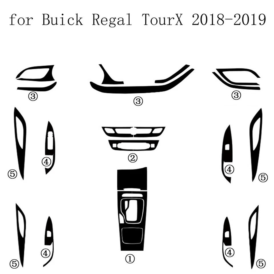 For Buick Regal TourX 2018-2019 3D Carbon Fiber Pattern Interior DIY Trim Decals Foto 4 de 4