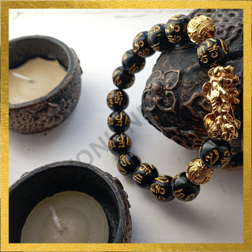 Feng Shui Black Obsidian Beads Bracelet Pixiu Attract Wealth & Good Luck Gift UK - Picture 3 of 8