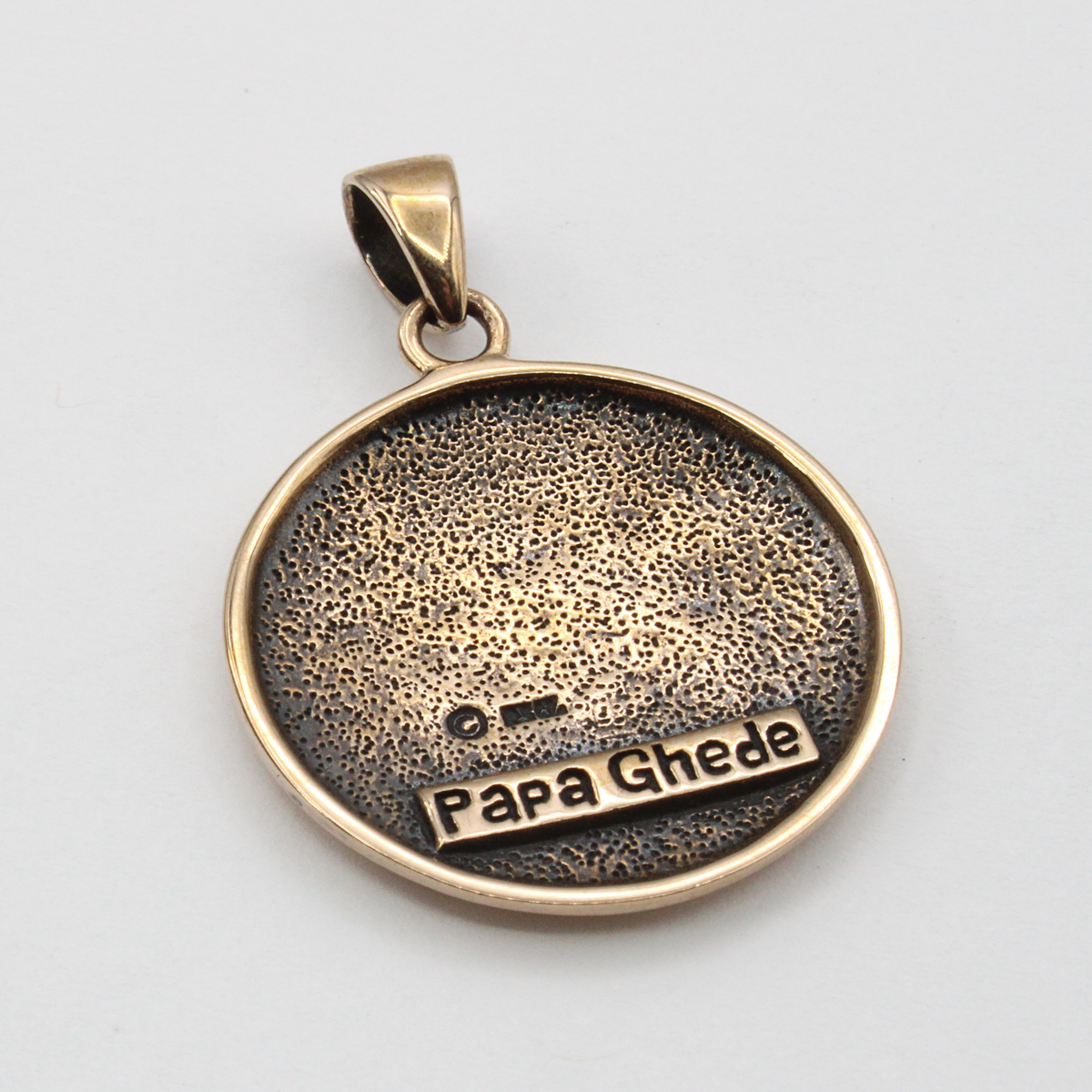 Papa Ghede Necklace - Bronze Voodoo Veve Loa Pendant Vodoun Lwa