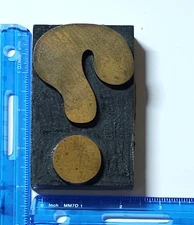 4"  Vintage Question Mark Large Letterpress Wood Type - Used  - 1930's to 1940's