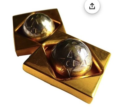 Women s Vintage Celine Gold Silver Globe Clip-on Earrings