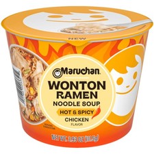 3x Maruchan Wonton Hot & Spicy Chicken Bowl Ramen Nudelsuppe Mahlzeit Fertig 3,93oz