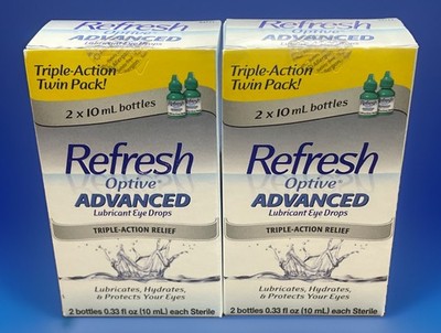 Refresh Optive Advanced Lubricant Eye Drops Triple Action 2 Twin Packs 4 Bottles