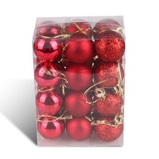 24pcs Shatterproof Christmas Ornaments for Tree Decorating, 1.2" Mini Red