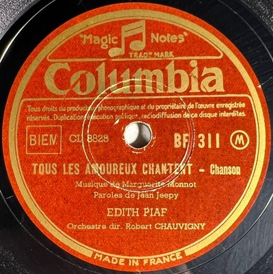Edith Piaf: Alle Liebenden singen DISC 78 RPM 10'' COLUMBIA BF 311