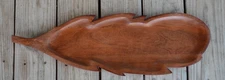 Vintage MCM 25.5" Solid Teak Wood Leaf Shaped Lg Serving Tray Charcuterie Board
