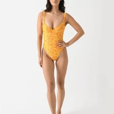 NWT LSpace Kendal One Piece Open Back Bathing Suit Swimsuit size large orange