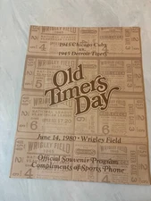 1980 Wrigley Field Old Timers Day program '45 Cubs vs '45 Tiger