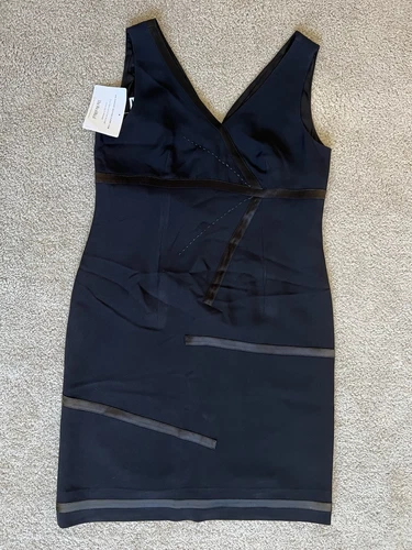 Nuovo con etichetta! Mini Abito Vintage Y2K Moschino Couture Nastro Nero LBD Tg 10 MI Italia