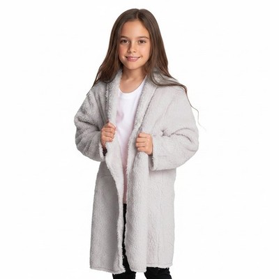 Mad Dog Sherpa Fleece Cardigans for Girls 5-12 Y, Cozy Kids Winter Fall Sweater 