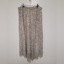 Chaps Pleated Black and Cream Spotted Career Maxi Skirt sz XXL