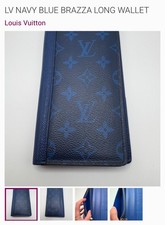 louis vuitton navy blue brazza long wallet