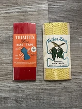 Lot of 2 Vintage Sewing Embellishments - Tailor Bird Rick Rack Trimtex Bias Tape