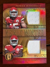 2017 Gold Standard Newly Minted Patrick Mahomes Kareem Hunt Rookie Relic #/149