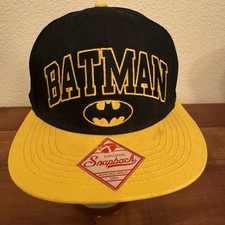 Batman Adjustable Snapback Black Hat, Black Bat Logo, Comic  Yellow Bill