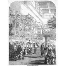 QUEEN VICTORIA Visit to the Royal Academy - Antique Print 1849