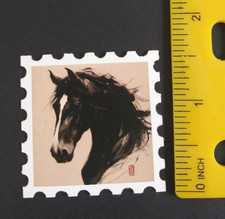 Beautiful Wild Horses Stamp Style Sticker Q 