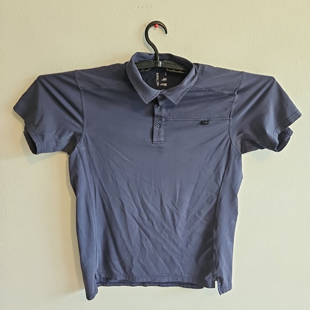 Polo Arc'teryx uomo taglia L blu navy manica corta casual vestibilità rilassata golf