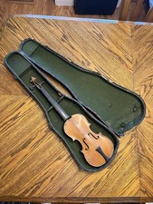 Antique Early 1900s Unbranded Violin In Leather Case As Is Youth Size