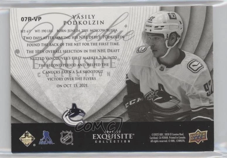 2021-22 Upper Deck Black Diamond Gold /99 Vasily Podkolzin #07R-VP RC - Image 2 of 2