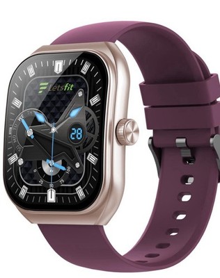 Letsfit E46 Smart Watch Gold Rose With 2 Bands - Pink Silicone & Black Leather