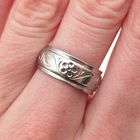 Uncas 925 Sterling Silver Antique Art Deco Forget Me Not Band Ring Size 7.25
