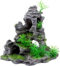 Saim Aquarium Mountain View Stone Ornament, 11.5x6x10.6inch-L, Black
