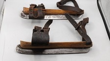 Rare Antique  Pair of Figure Skates With Leather Straps