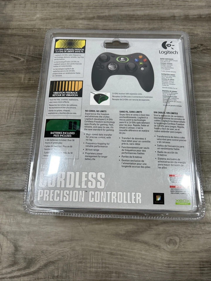 NEW Xbox Logitech EA Sports Precision Controller Wireless Silver NEW SEALED - Image 2 of 2