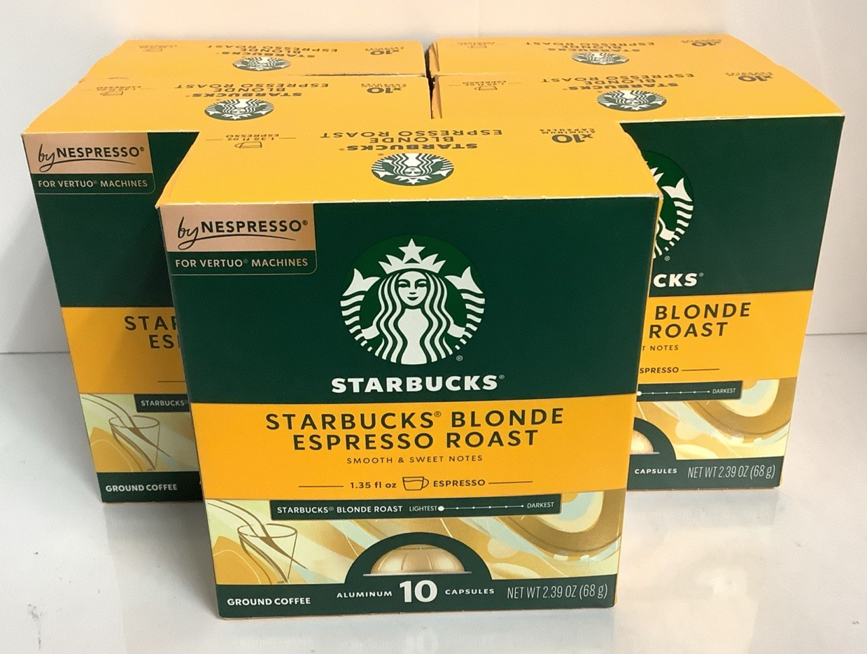 50ct Nespresso Starbucks Blonde Espresso Roast Ground Coffee Aluminum Capsules