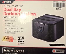 Inland Dual Bay Docking Station With USB 3.0