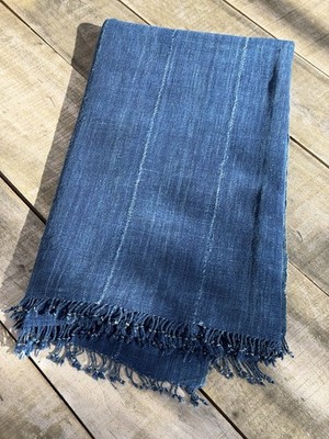 Vintage African Indigo Denim Mossi Mudcloth 65” L x 39” W | No