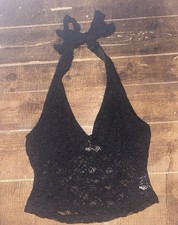 Schönes Neckholder Oberteil Schwarz mit Spit...